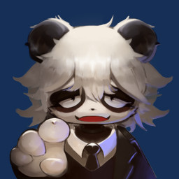 4_fingers anthro black_body black_clothing black_ears black_fur black_nose black_topwear clothing creepy cute_fangs fangs female fingers fur gesture hair hand_gesture kemono multicolored_body multicolored_fur necktie open_mouth pointing pointing_at_viewer pupils red_tongue shirt short_hair small_pupils smile solo standing suit teeth tired tired_eyes tongue topwear two_tone_body two_tone_fur white_body white_clothing white_eyes white_fur white_hair white_shirt white_topwear hasukii love_exalt_8372 analyst_(love_exalt8372) bear giant_panda mammal 1:1 alpha_channel low_res