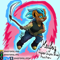 action_pose anthro attack aura belt black_belt black_clothing black_crop_top black_nose black_shirt black_topwear blue_aura blue_eyes blue_hair bottomwear brown_body brown_fur clothed clothing crop_top denim denim_bottomwear denim_clothing energy fangs female flying footwear fur hair holding_melee_weapon holding_object holding_polearm holding_scythe holding_weapon jeans jewelry kaioken melee_weapon multicolored_clothing multicolored_footwear multicolored_shoes pants polearm pose red_aura scythe shirt shoes simple_background sleeveless_clothing slightly_chubby slightly_chubby_anthro slightly_chubby_female solo super_saiyan_blue super_saiyan_hair teeth text topwear torn_clothing torn_topwear weapon sinisterslyfox dragon_ball dragon_ball_super dragon_ball_z toei_animation bear mammal 1:1 english_description english_text hi_res