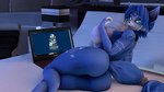 anthro bed big_breasts big_butt blue_eyes breasts butt computer electronics female furniture looking_back solo tail furry_ghosty e621 nintendo star_fox warfare_machine krystal_(star_fox) warfare_krystal canid canine fox mammal 16:9 4k absurd_res hi_res widescreen