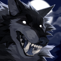 anthro backlighting black_body black_fur black_nose black_sclera blue_tongue cheek_tuft chin_tuft cloud detailed_background facial_tuft fangs fur grey_body grey_fur head_tuft light looking_at_viewer male moon night no_pupils open_mouth outside sky solo teeth tongue tuft unsigned white_eyes corzh77 canid canine canis mammal wolf 1:1 absurd_res bust_portrait detailed hi_res icon lighting portrait