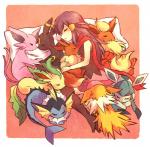 cuddling eyes_closed female feral group lying on_side sleeping tail torute nintendo pokemon dawn_(pokemon) pokemon_trainer canid canine eevee eeveelution espeon flareon generation_1_pokemon generation_2_pokemon generation_4_pokemon glaceon human jolteon leafeon mammal pokemon_(species) umbreon vaporeon