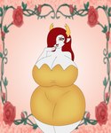 ara_ara big_breasts breasts clothed clothing dress fangs female grey_body hair horn huge_breasts looking_at_viewer open_mouth red_hair solo teeth thick_thighs wide_hips foxtide888 disney star_vs._the_forces_of_evil hekapoo humanoid