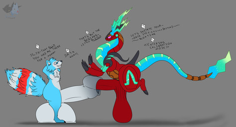 anthro artist_watermark balls big_balls big_penis blue_body blue_fur dialogue duo foreskin foreskin_penetration foreskin_play foreskin_stretching fur genitals grey_background grey_body grey_fur hands_behind_own_head huge_balls huge_penis hyper hyper_balls hyper_genitalia hyper_penis long_tail looking_at_another male male/male multicolored_tail penis purple_sclera red_body red_fur saggy_balls shadow simple_background smile smiling_at_another tail teeth teeth_showing text leskarmory nintendo pokemon future_pokemon generation_9_pokemon legendary_pokemon miraidon paradox_pokemon pokemon_(species) ultimate_mode_miraidon 2026 absurd_res english_text hi_res watermark