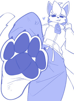 anthro baseball_cap cheek_tuft clothed clothing facial_tuft feet foot_focus front_view grin hair hat headgear headwear looking_at_viewer looking_down looking_down_at_viewer male male_anthro narrowed_eyes pawpads short_hair simple_background smile solo tuft rz54 rz54_(rz54) absurd_res hi_res monochrome
