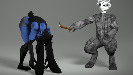 anthro blue_body clothing crouching drugged duo female folded green_eyes male stick substance_intoxication white_body monsoon_perfected warfaremachine_(modeler) domi_(domi3d) venus_(monsoon_perfected) hybrid lagomorph leporid mammal rabbit 16:9 3d_(artwork) digital_media_(artwork) hi_res widescreen