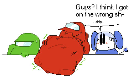 4-bit abdominal_bulge ambiguous_gender ambiguous_pred armless armor backpack belly big_belly big_ears biped black_eyes black_text bloated blue_bodysuit blue_clothing blue_skinsuit blue_spacesuit bodily_fluids bodysuit bubble_helmet closed_smile clothing dialogue drooling ellipsis fingers fully_inside glistening glistening_armor glistening_headgear glistening_helmet green_bodysuit green_clothing green_skinsuit green_spacesuit grin group hand_on_belly hand_on_own_belly headgear helmet huge_belly humanoid_pred interrupted_by_reaction interrupted_speech line_tail looking_aside looking_at_another looking_at_another's_belly looking_at_belly looking_down looking_down_at_another looking_down_at_another's_belly looking_down_at_belly monotone_background monotone_bodysuit monotone_skinsuit motion_lines mouth_closed nervous open_mouth pupils red_bodysuit red_clothing red_skinsuit red_spacesuit rumbling_stomach saliva same_size_vore short simple_background skinsuit smile soft_vore space_helmet spacesuit star_pupils sweat sweatdrop tail tail_orb talking_to_another text thin_tail tight_clothing trio unseen_prey unusual_ears visor vore wavy_mouth wavy_smile white_background white_face white_pupils wide_eyed wide_grin wide_smile meatcanister among_us chuchu_rocket innersloth sega chuih crewmate_(among_us) impostor_(among_us) chuchu_(chuchu_rocket) humanoid mammal mouse murid murine rodent 2025 digital_media_(artwork) english_description english_text flat_colors pixel_(artwork)
