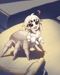 8_eyes ambiguous_gender arthropod_abdomen blush fur multi_eye notebook pen question_mark solo white_body white_fur yamanobe arachnid arachnid_taur arthropod arthropod_taur spider spider_taur taur hi_res tagme