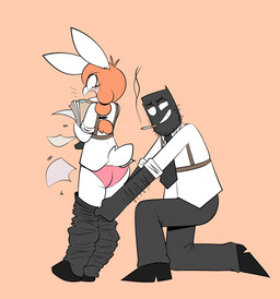anthro assisted_exposure blush bottomwear bottomwear_down butt cigarette clothed clothing duo embarrassed female humanoid_on_anthro humiliation male male/female panties pants pants_down pantsing partially_clothed pink_clothing pink_panties pink_underwear prank underwear lettuce_(artist) abbi_(kilinah) mm_(kilinah) humanoid lagomorph leporid mammal rabbit unknown_species hi_res