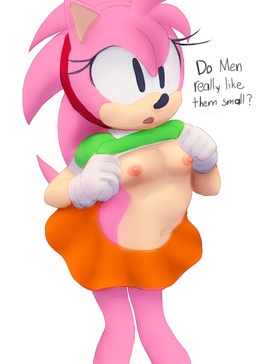 anthro bottomwear clothed clothing clothing_lift dialogue female flat_chested nipples shirt shirt_lift simple_background skirt solo tail text topwear white_background young young_female aerosin classic_sonic_(universe) sega sonic_the_hedgehog_(series) classic_amy_rose eulipotyphlan hedgehog mammal 2026 english_text hi_res