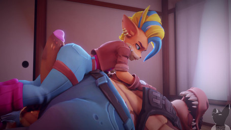 anthro bottomwear clothed clothed_sex clothing dry_humping duo ear_piercing ear_ring eyes_closed female female_on_top fucked_silly genitals grunting hand_on_chest hot_dogging jacket looking_pleasured lying male male/female male_on_bottom moan music on_back on_bottom on_top open_bottomwear open_clothing open_jacket open_mouth open_pants open_shirt open_topwear overweight overweight_male pants penis piercing ring_piercing sex sharp_teeth shirt teeth tongue tongue_out topwear vest twitchyanimation activision crash_bandicoot_(series) dingodile pirate_tawna bandicoot canid canine canis crocodilian dingo hybrid mammal marsupial reptile scalie 16:9 2020 3d_(artwork) 3d_animation animated digital_media_(artwork) hi_res huge_filesize short_playtime sound video widescreen