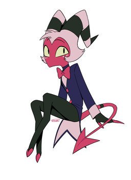 anthro bow_tie clothed clothing cloven_hooves freckles hooves horn male simple_background solo spade_tail tail white_background enaic31 hellaverse helluva_boss moxxie_(helluva_boss) demon imp absurd_res hi_res