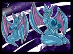 4:3 absurd_res anthro anus areola big_areola big_breasts blue_body blue_nipples breasts deltavinny duo faceless female generation_1_pokemon genitals golbat hi_res long_fangs looking_at_viewer membrane_(anatomy) membranous_wings nintendo nipples pokemon pokemon_(species) pokemorph pussy simple_background smile spread_legs spreading thick_thighs wings yellow_eyes zubat