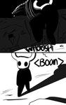 2_horns 2_panel_comic aaaaaaaaaaa ambiguous_gender biped black_body black_eyes black_text horn motion_lines outside shadow solo sound_effects standing text throwing_character white_head white_text skeletorskeletonized hollow_knight team_cherry the_knight_(hollow_knight) vessel_(species) 2020 comic digital_media_(artwork) english_text hi_res