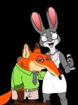 alcohol anthro belt beverage clothed clothing dress duo female fur gem green_eyes jewelry male necklace necktie orange_body orange_fur pearl_(gem) pearl_necklace purple_eyes simple_background transparent_background wine jonsthaman disney zootopia gremblo judy_hopps nick_wilde canid canine fox lagomorph leporid mammal rabbit red_fox true_fox 2017 3:4 alpha_channel crossover