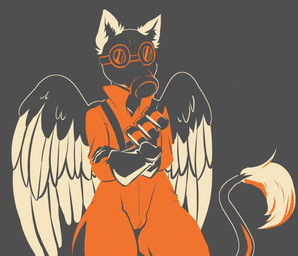 anthro feathered_wings feathers male mask muscular muscular_anthro muscular_male solo tail wearing_mask wings wizzikt mythology team_fortress_2 valve carpo avian gryphon mythological_avian mythological_creature 2018