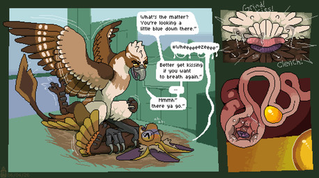 anatomically_correct anatomically_correct_genitalia animal_genitalia anthro asphyxiation bodily_fluids choking cloaca cloaca_juice cloacal cloacal_kiss dominant dominant_female duo female feral forced genital_fluids genitals internal larger_dom male male/female oviduct ovum sex size_difference submissive submissive_male yolk mustard_(welcometothevoid) khaami_(mustard) accipitriform avali avian bird osprey digital_media_(artwork) hi_res pixel_(artwork)