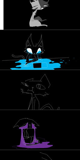ambiguous_gender anthro blood bodily_fluids crying puddle self-harm solo tears vent_art naircat domestic_cat felid feline felis mammal 2013 absurd_res digital_drawing_(artwork) digital_media_(artwork) hi_res multiple_images restricted_palette