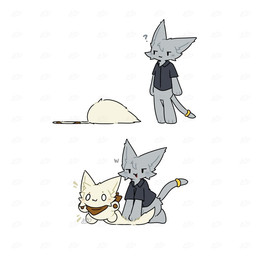 :3 accessory ambiguous_anthro ambiguous_gender anthro bar_emanata big_ears big_tail biped blush blush_lines bottomless bottomless_ambiguous bottomless_anthro brown_kerchief brown_neckerchief cheek_tuft chibi clothed clothing duo emanata facial_tuft flattened fluffy fluffy_tail fur furgonomics grey_body grey_ears grey_fur grey_tail hand_on_tail inflation jewelry kemono kerchief kerchief_only kneeling larger_ambiguous larger_anthro looking_at_another lying monotone_body monotone_fur monotone_tail mostly_nude neckerchief neckerchief_only neckwear on_front open_:3 open_mouth open_smile owo question_mark ring shirt shirt_only simple_background size_difference smaller_ambiguous smaller_anthro smile standing tail tail_accessory tail_grab tail_jewelry tail_ring tan_body tan_ears tan_fur tan_tail topwear topwear_only tuft white_background white_eyes tontaro naa-kun_(tontaro) felid feline mammal 1:1 2026 colored digital_media_(artwork) flat_colors sequence signature watermark