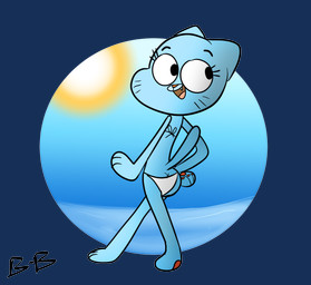 anthro beach bikini blue_body blue_fur butt clothing eyelashes fangs female fur hand_on_hip looking_at_viewer looking_back mature_anthro mature_female open_mouth paws pose seaside solo sun swimwear teeth two-piece_swimsuit walking whiskers bunny-bumpkins cartoon_network the_amazing_world_of_gumball nicole_watterson domestic_cat felid feline felis mammal 2017 alpha_channel digital_media_(artwork) hi_res