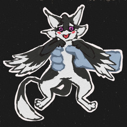 3_fingers 3_toes 4_ears 5_fingers ambiguous_gender anthro big_tail black_background black_body black_feathers black_fur black_sclera blep blush blush_lines chibi disembodied_hand duo embarrassed feathered_wings feathers featureless_crotch feet fingers fur grabbing_character hair holding_character long_tail looking_at_viewer multi_ear nude outline purple_eyes raised_arms red_blush red_tongue semi-anthro simple_background simplified_pawpads simulated_traditional_(artwork) smile solo_focus spread_legs spreading tail textured_background toes tongue tongue_out tuft white_body white_feathers white_fur white_outline winged_arms wings hilyasp fyr_(fenrir784) ych_(character) avali avian bird 1:1 2025 colored digital_media_(artwork) digital_painting_(artwork) hi_res painting_(artwork) rebelle_(artwork)