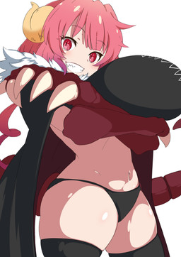 big_breasts big_butt bottomless breasts butt claws clothed clothing clothing_lift female glistening glistening_body glistening_skin hair holding_breast horn huge_breasts legwear looking_at_viewer low-angle_view navel panties pink_hair pupils red_eyes segmented_tail sharp_teeth shirt shirt_lift shortstack simple_background skindentation slit_pupils small_waist smile solo squish tail teeth thick_tail thick_thighs thigh_highs thigh_squish thong topwear underwear white_background wide_hips ojikurage miss_kobayashi's_dragon_maid mythology ilulu animal_humanoid dragon dragon_humanoid horned_humanoid humanoid mythological_creature mythological_scalie scalie absurd_res hi_res
