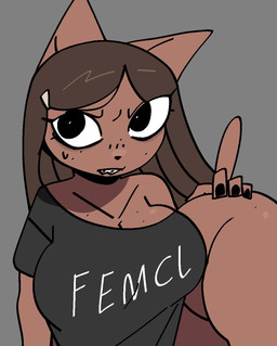 anthro big_breasts big_butt bottomless bottomless_anthro bottomless_female breasts brown_body brown_ears brown_hair butt clothed clothing eyelashes female female_anthro femcel fingers front_view grey_background hair hand_on_hip lying shirt shirt_only simple_background solo tail teeth thick_thighs topwear topwear_only white_sclera wide_hips xarop77 domestic_cat felid feline felis mammal 2025 digital_drawing_(artwork) digital_media_(artwork) hi_res