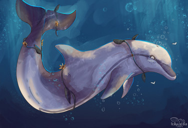 blind_eye blush dorsal_fin female feral fin flower genitals heart_symbol mammary_slits plant presenting presenting_vulva raised_tail sea solo tail underwater vines vulva water hollyvardia alamoya_(hollyvardia) aquatic bottlenose_dolphin cetacean dolphin mammal oceanic_dolphin toothed_whale hi_res