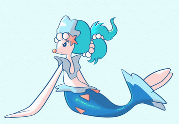 ambiguous_gender blue_body blue_hair feral fin flat_chested frown hair multicolored_body orange_nose ponytail solo starfish_(accessory) white_body momensarada nintendo pokemon asterozoan echinoderm generation_7_pokemon marine pokemon_(species) primarina starfish absurd_res hi_res tagme
