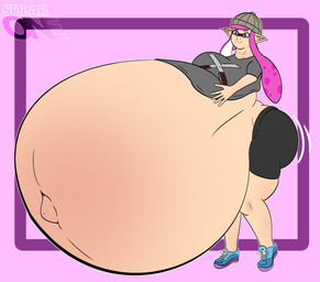 beanie belly belly_blush big_belly big_breasts big_butt black_bottomwear black_clothing black_shorts blue_clothing blue_footwear blue_shoes blush body_blush bottomwear breasts butt clothing enjoying_pregnancy eyebrows female footwear grey_beanie grey_clothing grey_hat grey_headwear grey_shirt grey_topwear hair hand_on_belly hand_on_own_belly hat headgear headwear huge_belly humanoid_pointy_ears hyper hyper_belly hyper_pregnancy motion_lines navel outie_navel pink_background pink_eyebrows pink_eyes pink_hair pointy_ears pregnant pregnant_female pregnant_humanoid pseudo_hair shirt shoes shorts simple_background smile solo tan_body tan_ears tan_skin tentacle_hair tentacles text thick_thighs three-quarter_view topwear solarones nintendo splatoon ashley_(reathe) animal_humanoid aquatic aquatic_humanoid cephalopod cephalopod_humanoid humanoid inkling mollusk mollusk_humanoid 2026 absurd_res artist_name colored digital_media_(artwork) flat_colors hi_res