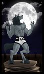 anthro black_body black_fur cactus clawed_hands claws full_moon fur green_eyes grey_body grey_fur head_turned_sideways howl male moon muscular muscular_anthro muscular_male omnitrix outside plant shirtless shirtless_anthro shirtless_male solo tail emo-supremo ben_10 cartoon_network alien loboan full-length_portrait portrait