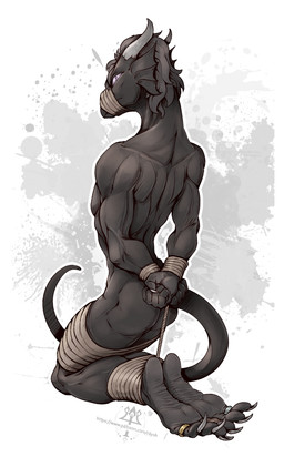 3_toes angry anthro bdsm bondage bound captured countershade_feet countershading digit_ring feet foot_focus hands_behind_back jewelry kneeling male muzzle_(object) nude plantigrade restraints ring rope soles solo submissive submissive_male tail toe_restraints toe_ring toes toes_tied kredri mythology diomedes_(ilovefeetandpaw) dragon mythological_creature mythological_scalie reptile scalie hi_res