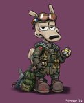 2016 404bot anthro blood bodily_fluids explosives eyewear eyewear_on_head goggles goggles_on_head grenade gun macropod male mammal marsupial nickelodeon notched_ear ranged_weapon rifle rocko's_modern_life rocko_rama scar simple_background solo wallaby watermark weapon