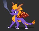 4_claws all_fours anthro black_background claws dragon_tail frown frown_eyebrows fur grin idle_animation male pose purple_body purple_eyes purple_fur simple_background smile smoke smoke_from_mouth solo spread_wings tail tail_motion tailwag toony wings montyth activision mythology spyro_reignited_trilogy spyro_the_dragon spyro dragon mythological_creature mythological_scalie scalie 2020 2d_animation animated digital_drawing_(artwork) digital_media_(artwork) flat_colors full-length_portrait loop portrait seamless_loop short_playtime signature