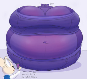 anthro belly belly_expansion big_belly big_breasts black_eyebrows black_eyes blue_clothing blue_shirt blue_topwear blueberry_inflation body_inflation bottomwear breast_expansion breasts cellphone clothing dialogue duo electronics empty_eyes expansion eyebrows eyelashes female holding_cellphone holding_object holding_phone huge_belly huge_breasts hyper hyper_belly hyper_breasts hyper_inflation immobile inflation multicolored_body navel open_mouth pants phone purple_body purple_bottomwear purple_clothing purple_ears purple_eyes purple_inner_ear purple_pants purple_sclera purple_shirt purple_topwear purple_tracksuit red_mouth round_body shirt spherical_inflation sunken_head sunken_limbs tan_body tan_ears text tight_clothing topwear tracksuit two_tone_body white_inner_ear jackiesquirrel aggretsuko sanrio fenneko tsunoda_(aggretsuko) antelope bovid canid canine fennec_fox fox gazelle mammal thomson's_gazelle true_antelope true_fox 2026 absurd_res colored digital_media_(artwork) english_text hi_res shaded
