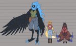 aged_up anthro big_breasts breasts clothed clothing feet female group hair long_hair macro macro_female multi_tail one_eye_closed tail talons toes winged_arms wings wink signirsol undertale_(series) undertale_yellow ceroba_ketsukane kanako_ketsukane martlet_(undertale_yellow) martlet_(zenith_form) avian bird canid canine fox mammal 2024