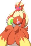 anthro areola big_breasts blue_eyes blush breasts egg female fur hair nipples nude pink_areola pink_nipples pokemon_egg solo kemojin nintendo pokemon avian bird blaziken generation_3_pokemon pokemon_(species) hi_res