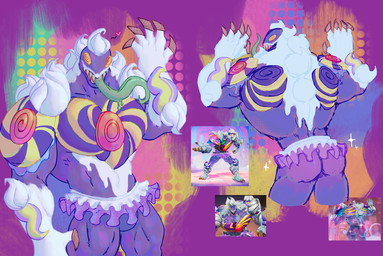 big_muscles bottomwear butt candy claws clothing dancewear dessert featureless_crotch food green_tongue ice_cream_cone long_tongue male muscular not_furry purple_body sharp_teeth skirt solo spiral spiral_eyes teeth tongue tongue_out tutu jamaliloferret marvel marvel_rivals gummy_surprise_venom_(marvel_rivals) venom_(marvel) alien alien_humanoid humanoid symbiote hi_res model_sheet reference_image