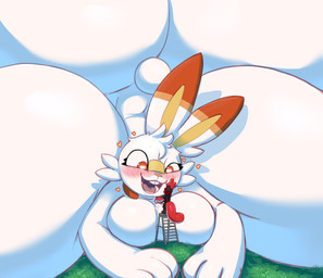 ambiguous_gender anthro big_breasts big_butt blush blush_lines body_size_growth breasts buckteeth butt clothed clothing dipstick_ears duo ear_markings expansion extreme_size_difference eyelashes facial_tuft female front_view fully_clothed hair hat headgear headwear heart_eyes heart_symbol huge_breasts huge_butt hyper hyper_breasts hyper_butt ladder larger_female looking_at_another lying macro multicolored_ears nude nude_female on_front open_mouth open_smile orange_eyes red_body short_tail size_difference size_transformation smaller_ambiguous smile tail teeth tongue transformation tuft white_body beepunz nintendo pokemon octin_(beepunz) animal_humanoid aquatic aquatic_humanoid cephalopod cephalopod_humanoid generation_8_pokemon humanoid lagomorph leporid mammal mollusk mollusk_humanoid pokemon_(species) rabbit scorbunny 2025 absurd_res digital_drawing_(artwork) digital_media_(artwork) hi_res