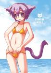 bikini blush camel_toe clothed clothing cloud detailed_background female fur hair looking_at_viewer navel open_mouth outside purple_body purple_eyes purple_fur purple_hair sky solo swimwear text two-piece_swimsuit water kure animal_humanoid cat_humanoid felid felid_humanoid feline feline_humanoid humanoid mammal mammal_humanoid 2011 english_text