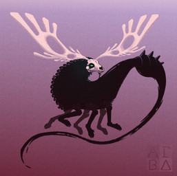 antlers black_body bone floating glowing glowing_eyes green_eyes hooves horn magic simple_background skull slime thorax alpha_werehimbo centaurworld netflix the_nowhere_king_(centaurworld) arthropod deer mammal monster absurd_res hi_res