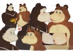 2024 absurd_res age_difference anthro bear bear_(masha_and_the_bear) black_body blush brown_body duo food heart_symbol hi_res honey_(food) kissing kogito male male/male mammal masha_and_the_bear mature_male overweight overweight_male rival_bear_(masha_and_the_bear) simple_background white_background younger_male