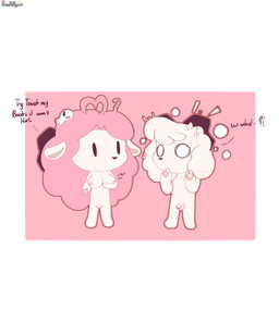 anthro breast_squish breasts cocotale duo female genitals gynomorph intersex kellycocogoat male male/female mystical pawpads penis presenting samanthacocogoat squish vulva cocomilkyways bovid caprine goat hybrid mammal absurd_res hi_res