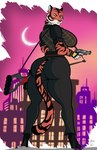 angry anthro big_breasts big_butt breasts butt city city_background crossgender female gun looking_at_viewer looking_back mtf_crossgender ranged_weapon solo weapon yellow_eyes panthra78 epic_games fortnite oscar_(fortnite) felid mammal pantherine tiger absurd_res hi_res