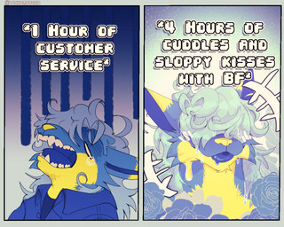 anthro bodily_fluids chibi comic_panel crying drooling flower happy male plant saliva satisfied solo suffering sweat tears tired wet tonkotsu_spicy_noodle canid canine mammal