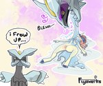 absurd_res after_vore anthro bleh bodily_fluids breasts crying dialogue dragon duo failed_vore female female_prey feral feral_pred fiyawerks generation_5_pokemon genitals hi_res humor i_frew_up keldeo keldeo_(ordinary_form) keldia kyurem legendary_pokemon lying male male/female meme mythological_creature mythological_scalie mythology nintendo on_back oral oral_vore pokemon pokemon_(species) pokemon_prey puddle pussy saliva scalie tears teeth vomit vomiting vomiting_on_another vore