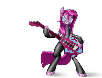 blue_eyes clothing electric_guitar female fur guitar hair musical_instrument navel pink_body pink_fur pink_hair playing_guitar playing_music plucked_string_instrument simple_background smile solo string_instrument white_background grispinne friendship_is_magic hasbro my_little_pony pinkamena_(mlp) pinkie_pie_(mlp) earth_pony equid equine horse mammal pony 2013 absurd_res hi_res