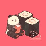 black_body black_nose blush chibi feral food micro sitting solo sushi_roll white_body shirokumani bear giant_panda mammal 1:1 2021 hi_res