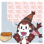 anthro brown_body brown_fur claws female food fur happy lasagna open_mouth pasta raised_tail smile solo tail text tongue white_body white_fur mr_harinezumi bandai_namco digimon mikasa_(el_senor_erizo) digimon_(species) domestic_cat felid feline felis mammal mikemon 1:1 hi_res