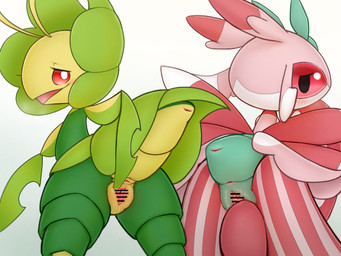 antennae_(anatomy) anthro anus arthropod_abdomen arthropod_abdomen_genitalia biped blush butt censor_bar censored_genitalia censored_vulva clitoral_hood clitoris duo female genitals grey_body inner_labia looking_at_viewer looking_back looking_back_at_viewer open_mouth open_smile pink_body presenting presenting_hindquarters presenting_vulva rear_view red_eyes simple_background smile spread_vulva spreading urethra vulva white_background yellow_body k-dra61 nintendo pokemon generation_5_pokemon generation_7_pokemon leavanny lurantis pokemon_(species) 2024 4:3 censored digital_drawing_(artwork) digital_media_(artwork) hi_res