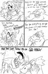 2015 alphys ambiguous_gender anthro bodily_fluids clothing comic determination dress duo english_text eyewear face_grab female fish glasses havesomemoore hi_res lizard marine monochrome reptile scalie sweat sweatdrop teeth text undertale undertale_(series) undyne